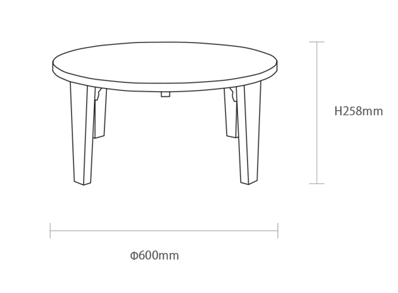 国産杉材の小さなちゃぶ台 丸テーブル センターテーブルのサイズ